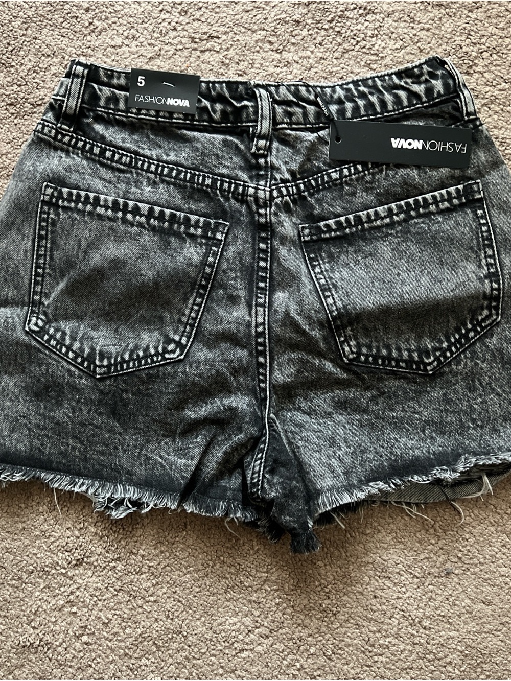 Fashion Nova Black Acid-Wash High-Rise Denim Shorts